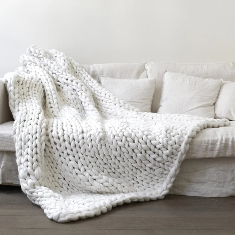 Merino Wool Knitted Blanket Throw