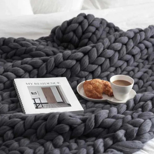 Merino Wool Knitted Blanket Throw