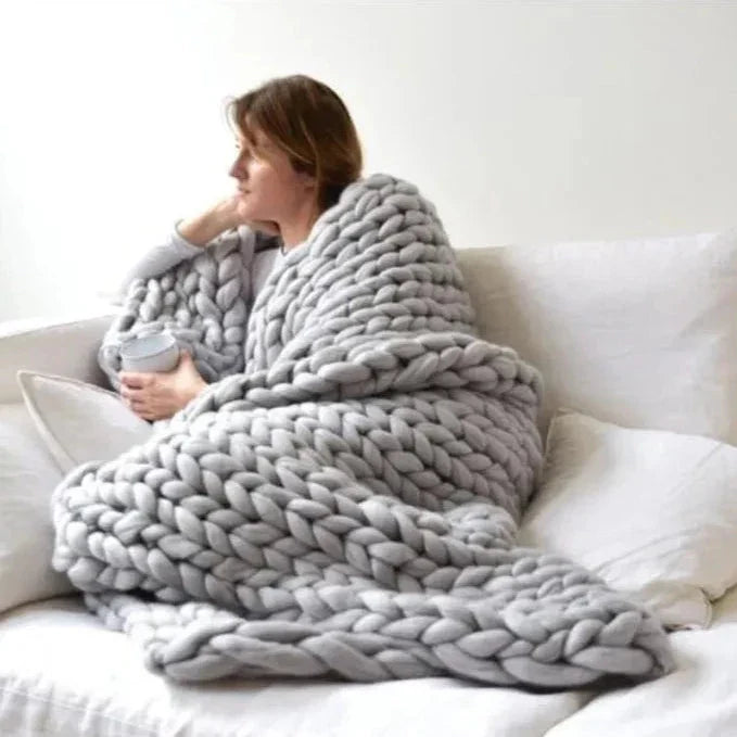 Merino Wool Knitted Blanket Throw