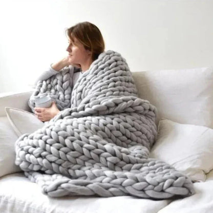 Merino Wool Knitted Blanket Throw