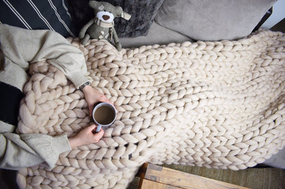 Merino Wool Knitted Blanket Throw