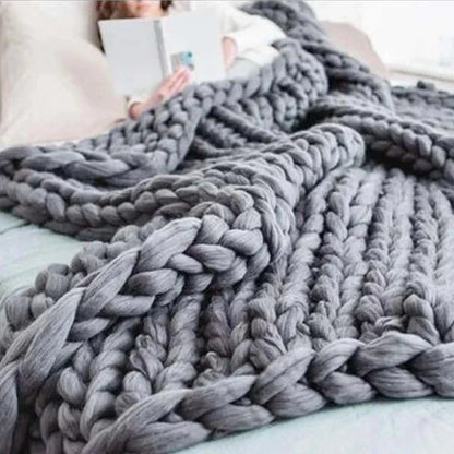 Merino Wool Knitted Blanket Throw