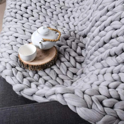 Merino Wool Knitted Blanket Throw