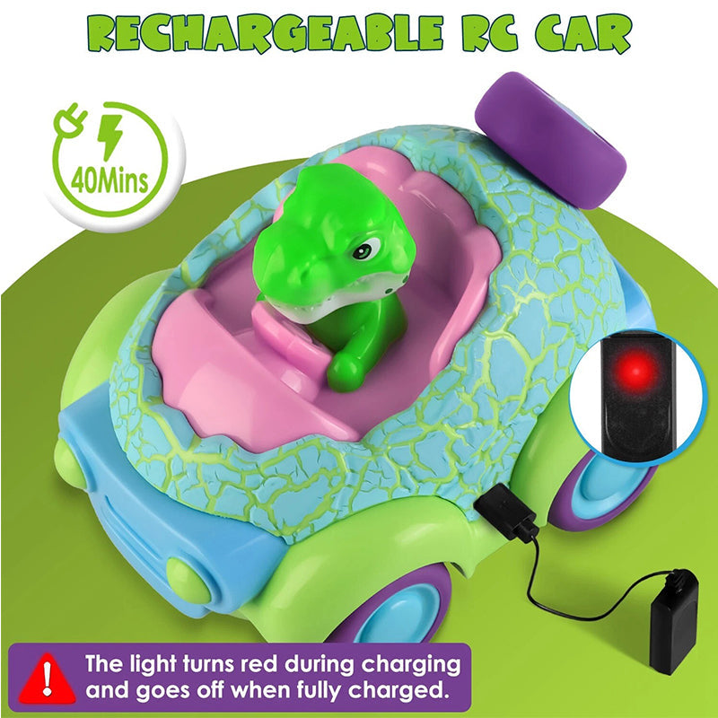 Dinosaur Remote Control Car RC Rechargeable Battery Light Music