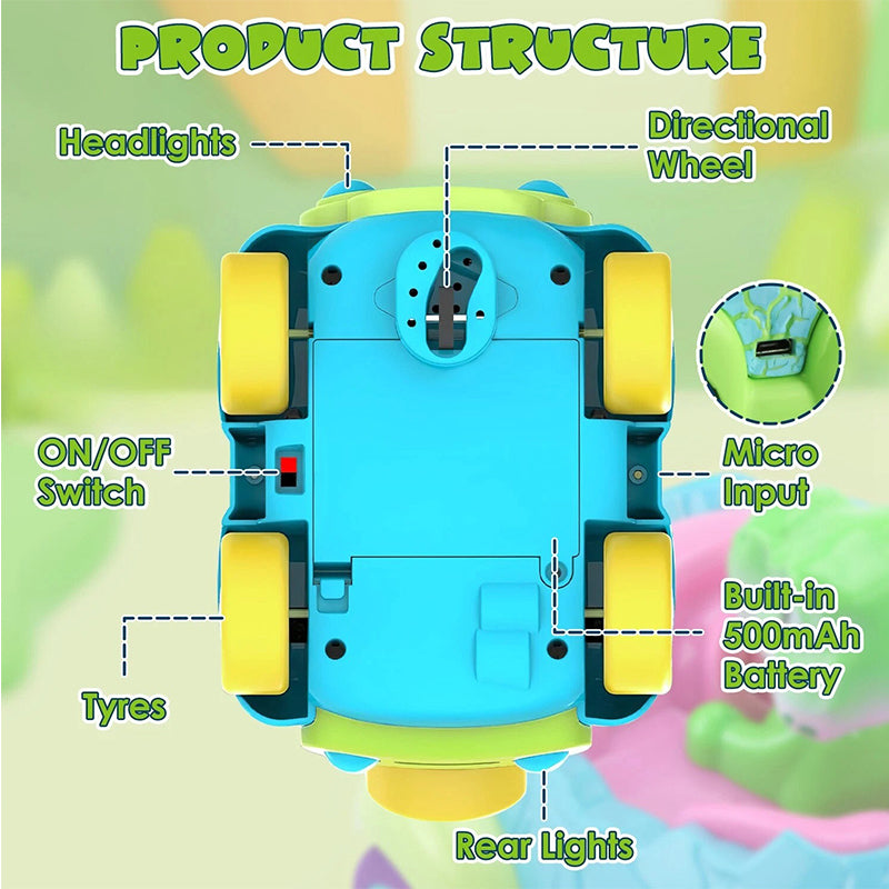 Dinosaur Remote Control Car RC Rechargeable Battery Light Music