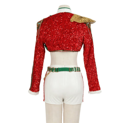Christmas Pop Star Costume Dance Suit Party Dress Outfit