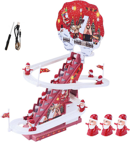 Electric Santa Claus Climbing Stairs Toy with Music Lights