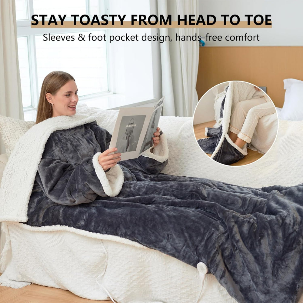 Heated Electric Blanket Throw Sleeves with Temperature Control