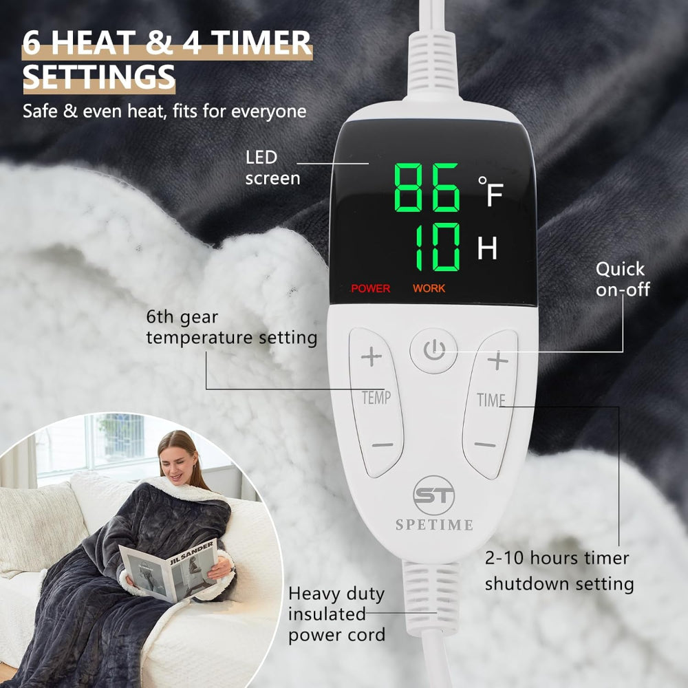 Heated Electric Blanket Throw Sleeves with Temperature Control