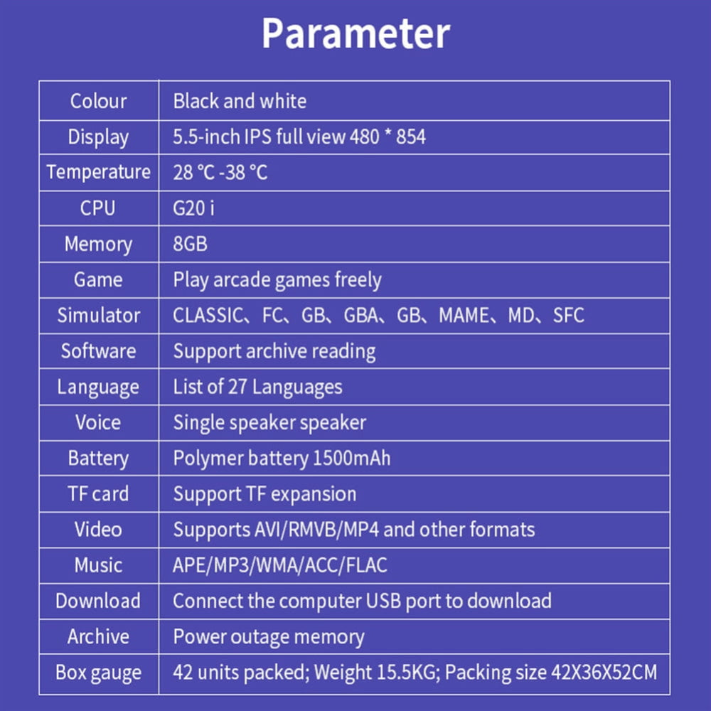 Portable Handheld Game Console Retro Video Game Player Built-In Games