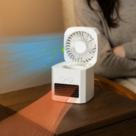 Desktop Electric Heater Cooling Fan Combo
