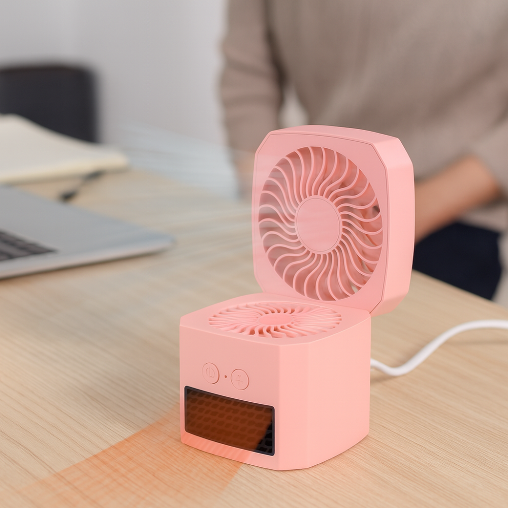 Desktop Electric Heater Cooling Fan Combo
