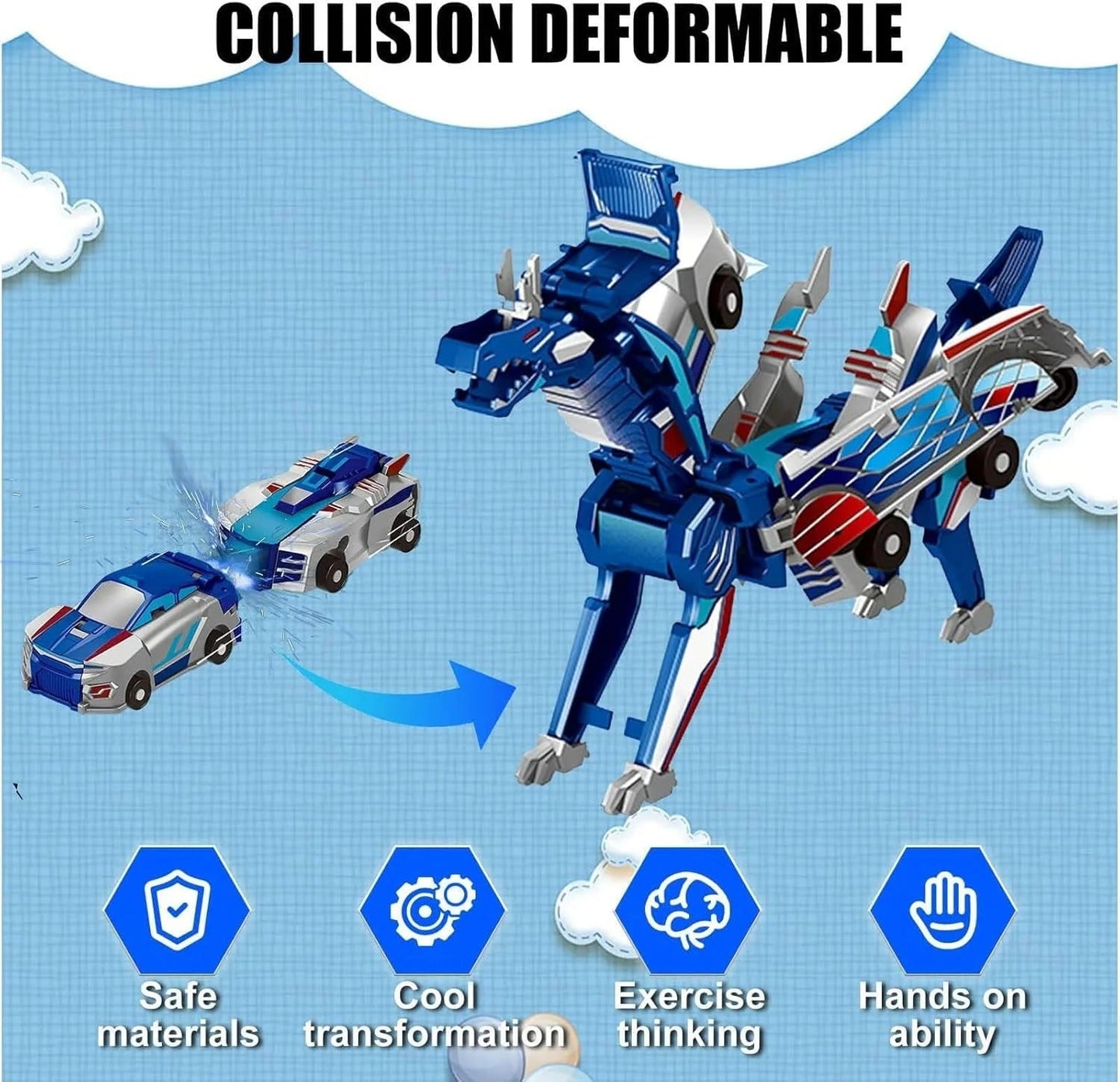 Kids 2-in-1 Transformer Car Dinosaur Magnetic Toy Set