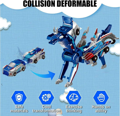 Kids 2-in-1 Transformer Car Dinosaur Magnetic Toy Set