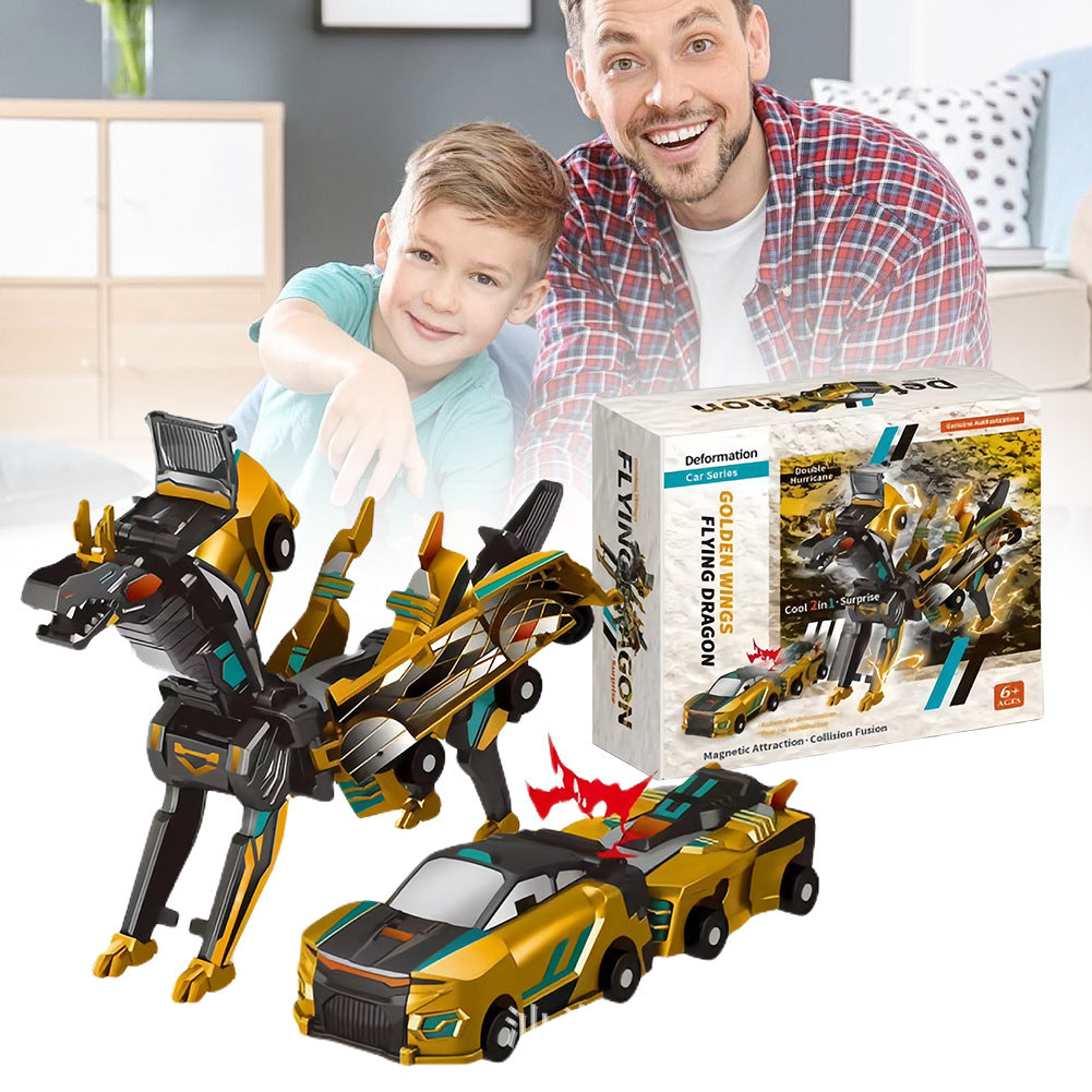 Kids 2-in-1 Transformer Car Dinosaur Magnetic Toy Set