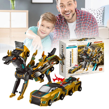 Kids 2-in-1 Transformer Car Dinosaur Magnetic Toy Set