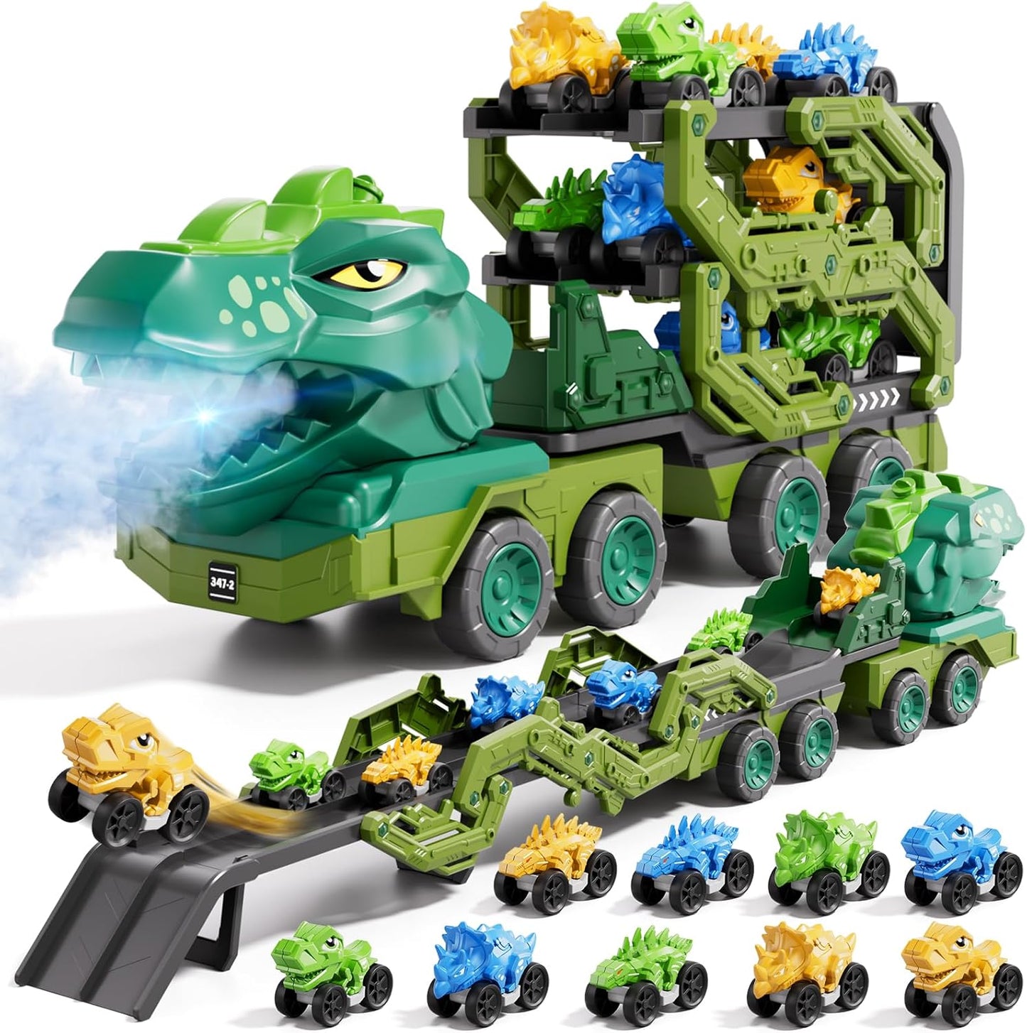 Dinosaur Truck Toy Set with Dino Cars and Track