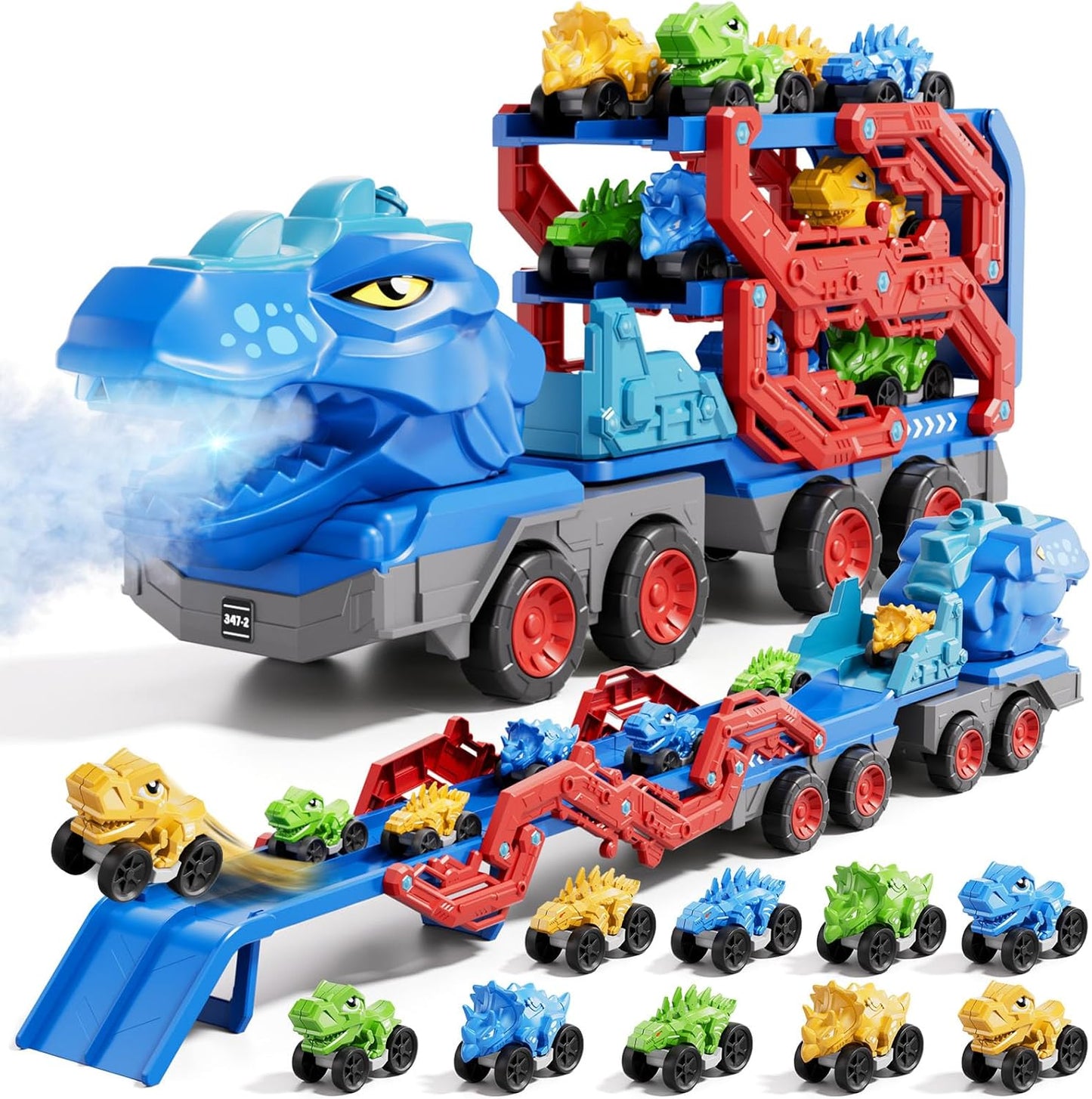 Dinosaur Truck Toy Set with Dino Cars and Track
