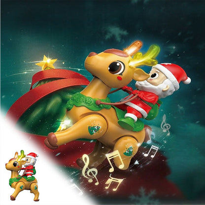 Kids Electric Santa Claus Reindeer Walking Toy with Lights Music