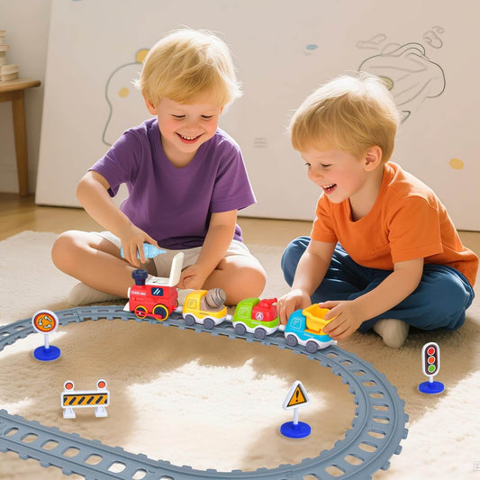 Electric Train Set with Track, Lights, and Sound