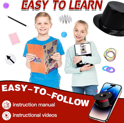 Kids Magic Kit with Magician Costume and Tutorial Videos
