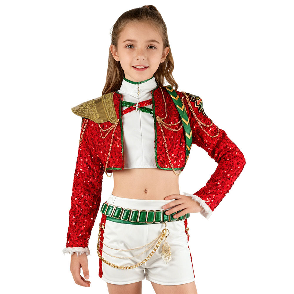 Christmas Pop Star Costume Dance Suit Party Dress Outfit