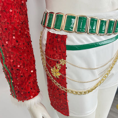 Christmas Pop Star Costume Dance Suit Party Dress Outfit