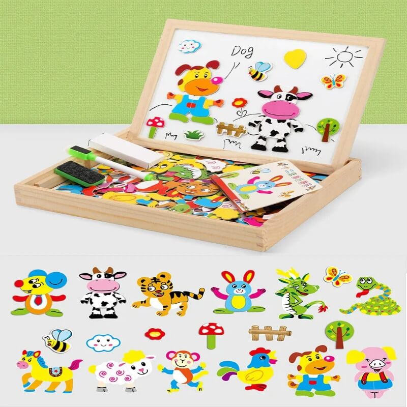 Magnetic Wooden Puzzle 100+ Pieces Educational Toy for Children