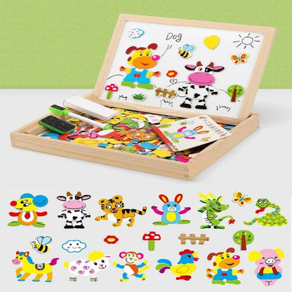 Magnetic Wooden Puzzle 100+ Pieces Educational Toy for Children