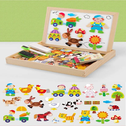 Magnetic Wooden Puzzle 100+ Pieces Educational Toy for Children