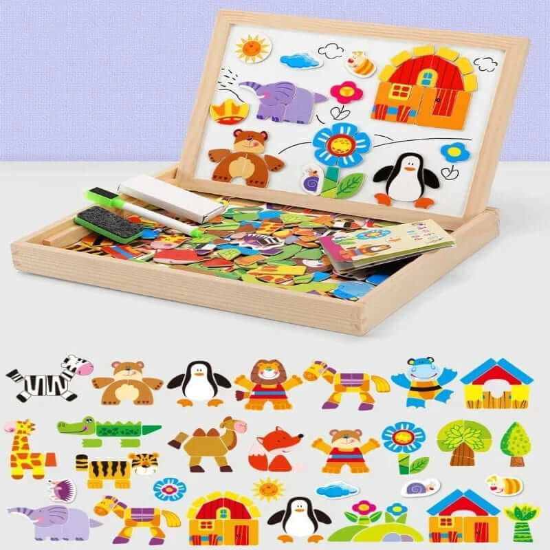 Magnetic Wooden Puzzle 100+ Pieces Educational Toy for Children