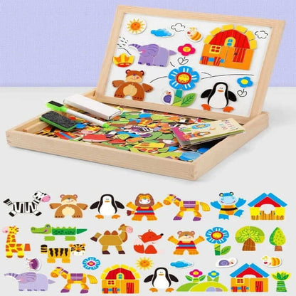 Magnetic Wooden Puzzle 100+ Pieces Educational Toy for Children
