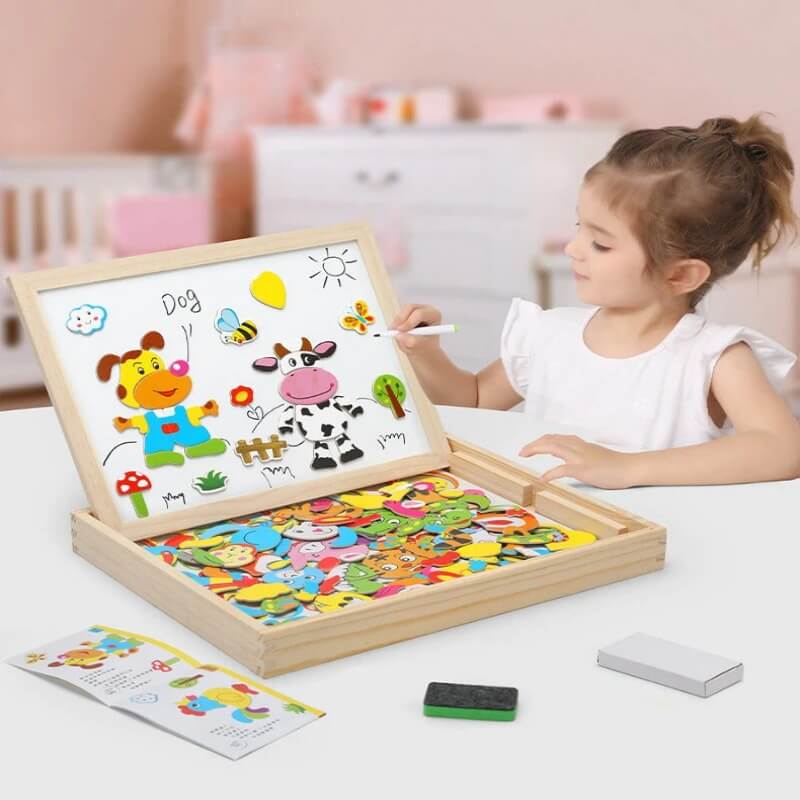 Magnetic Wooden Puzzle 100+ Pieces Educational Toy for Children