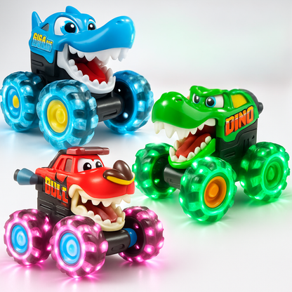 Monster Truck Toy Light Up Cars Play Set for Kids