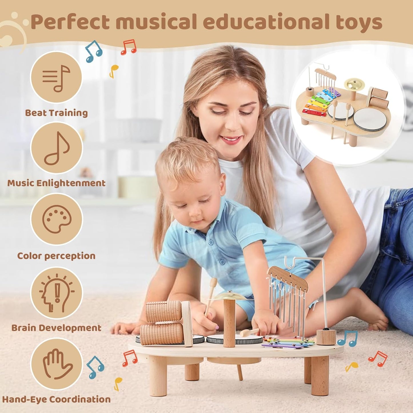 Montessori Music Activity Table Toy Sound Rhythm Instrument