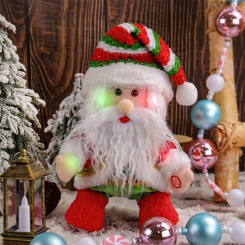 Santa Plush Toy Electric Doll LED Light