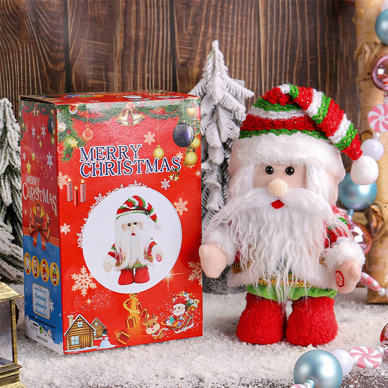 Santa Plush Toy Electric Doll LED Light