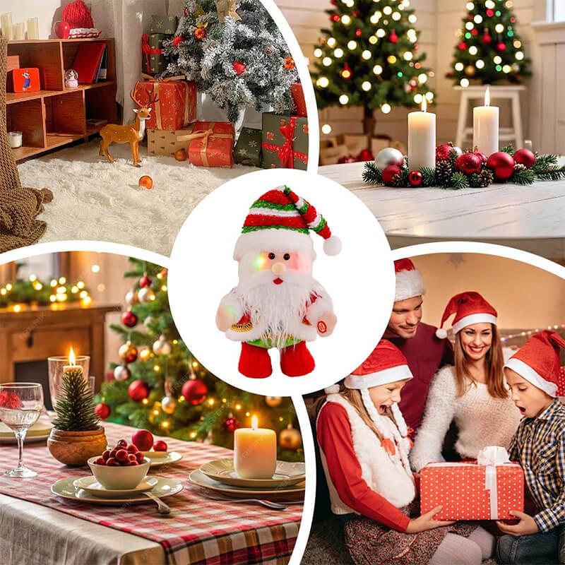 Santa Plush Toy Electric Doll LED Light