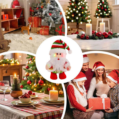 Santa Plush Toy Electric Doll LED Light