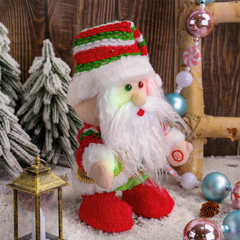 Santa Plush Toy Electric Doll LED Light