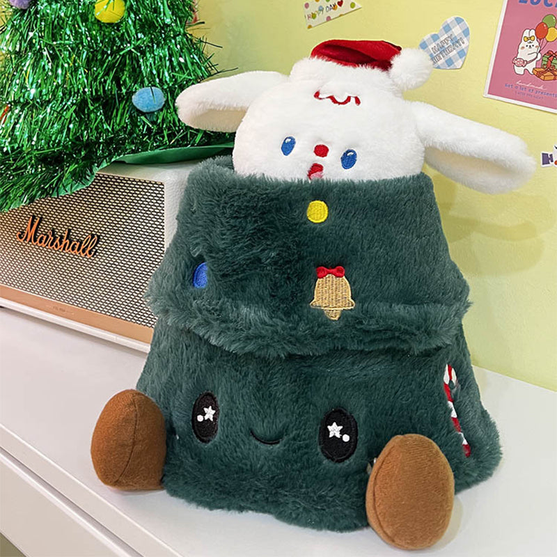 Plush Christmas Tree Doll with Movable Dog Toy