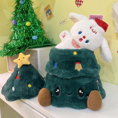 Plush Christmas Tree Doll with Movable Dog Toy