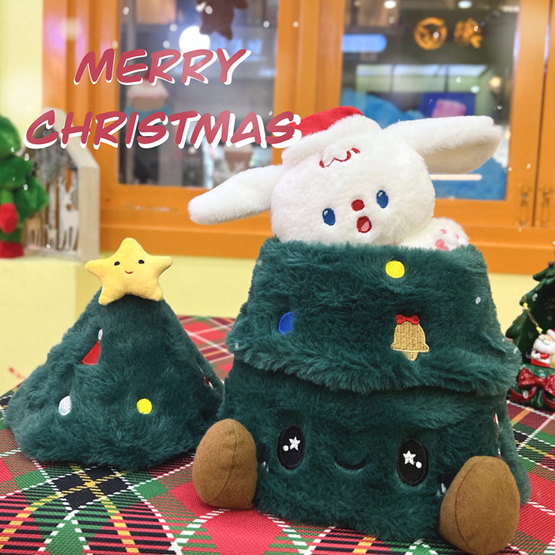 Plush Christmas Tree Doll with Movable Dog Toy