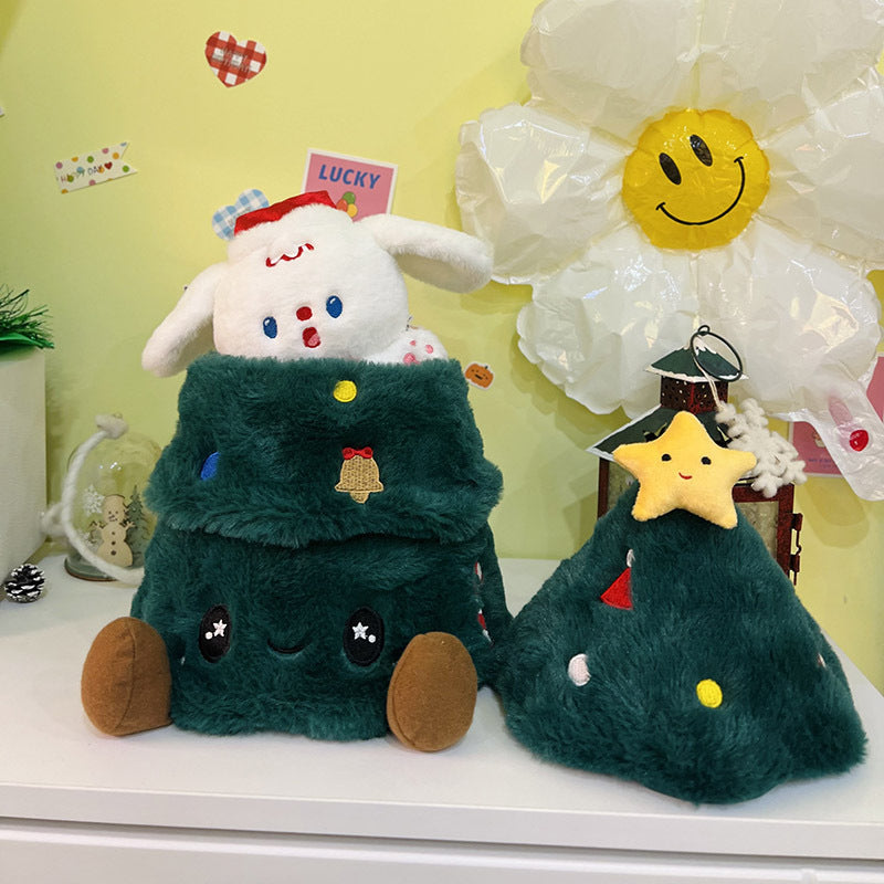 Plush Christmas Tree Doll with Movable Dog Toy