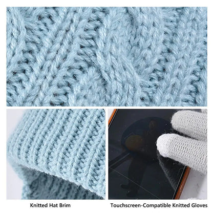 Kids Winter Hat Scarf Gloves Ear Warmer Neck Warmer Set