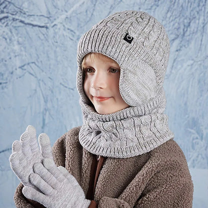 Kids Winter Hat Scarf Gloves Ear Warmer Neck Warmer Set