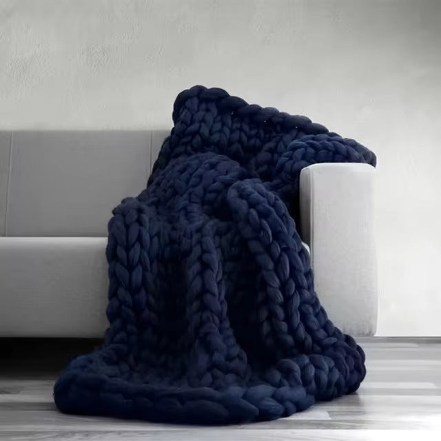 Merino Wool Knitted Blanket Throw