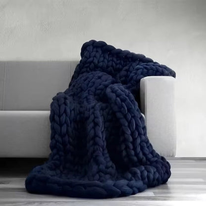 Merino Wool Knitted Blanket Throw