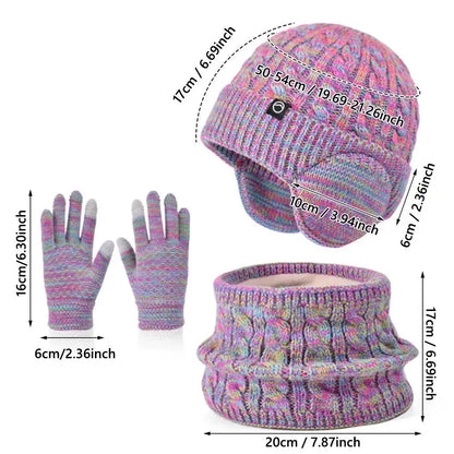 Kids Winter Hat Scarf Gloves Ear Warmer Neck Warmer Set