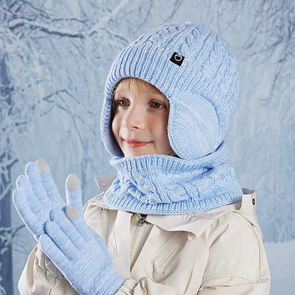 Kids Winter Hat Scarf Gloves Ear Warmer Neck Warmer Set